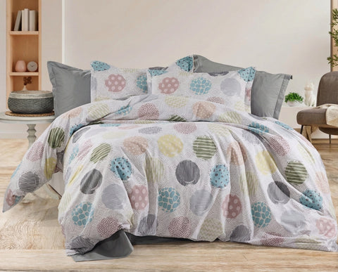 Lenjerie de pat Ranforce, 100% bumbac, pentru două persoane, cu elastic, 6 piese, RCP63