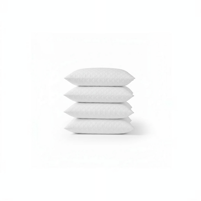 Madhome.ro set of four white quilted mini cushions, 40x40 cm, with soft silicone fiber filling for home decor.