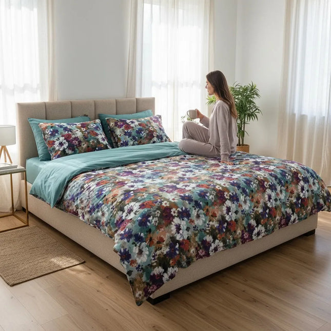 Lenjerie Cotton Pro reversibilă, Floral Daydream – imagine 2