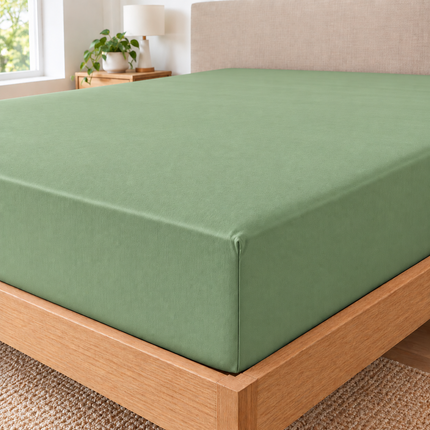 Cearșaf de pat cu elastic din jerseu, bumbac 100%, Verde