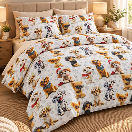 Lenjerie de pat Ranforce, 100% bumbac, Cozy Dog Print