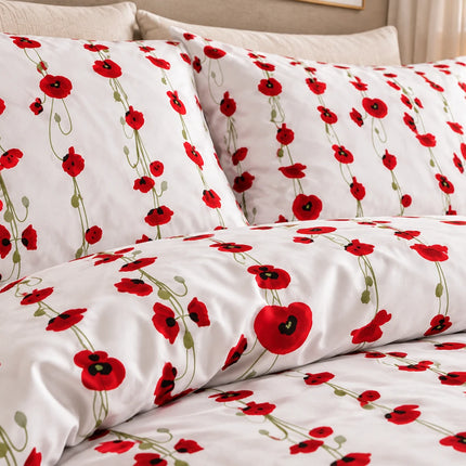 Lenjerie de pat Ranforce, 100% bumbac, Cozy Morning with Red – imagine 3