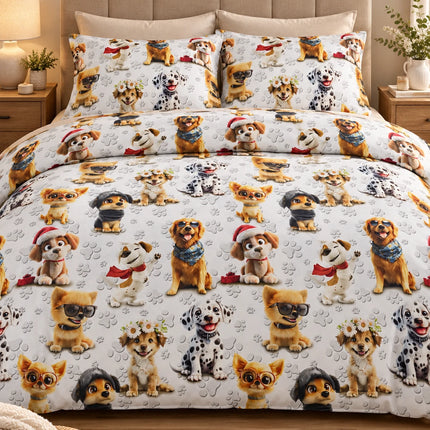 Lenjerie de pat Ranforce, 100% bumbac, Cozy Dog Print – imagine 4