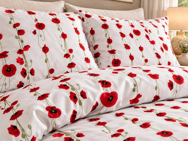 Lenjerie de pat Ranforce, 100% bumbac, Cozy Morning with Red – imagine 2