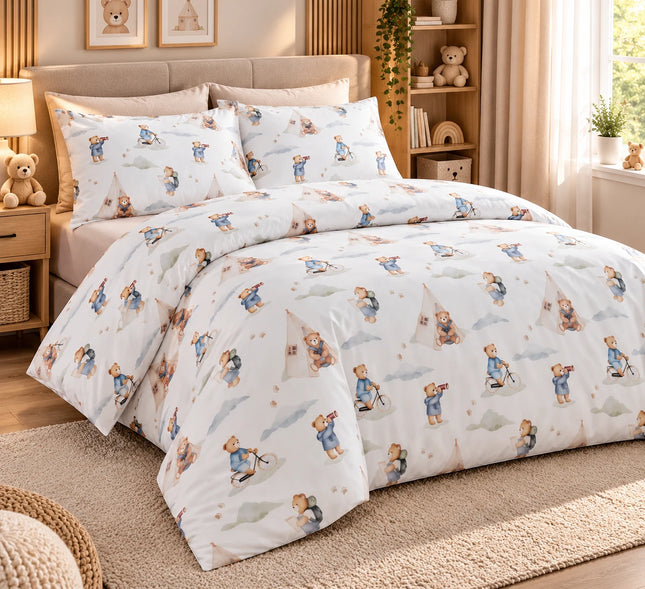 Lenjerie de pat Ranforce, 100% bumbac, Cozy Teddy Bear