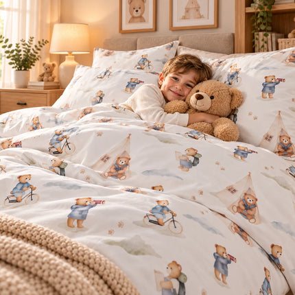 Lenjerie de pat Ranforce, 100% bumbac, Cozy Teddy Bear – imagine 3