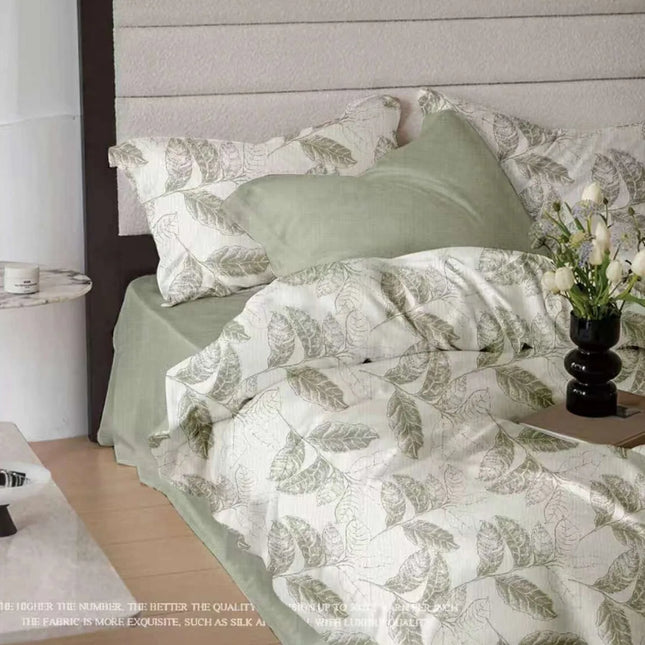 Lenjerie de pat Finet 6 piese cu husă elastic, floral alb – imagine 1
