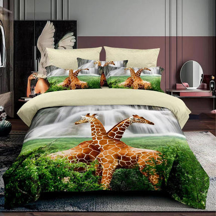 Lenjerie de pat Finet 3D o persoană, imprimeu 3D cu animale – imagine 1