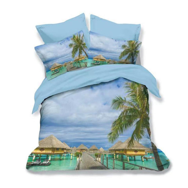 Lenjerie de pat Finet 3D 6 piese, imprimeu 3D cu peisaj – imagine 1