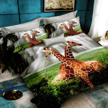 Lenjerie de pat Finet 3D 6 piese, imprimeu 3D cu animale – imagine 1