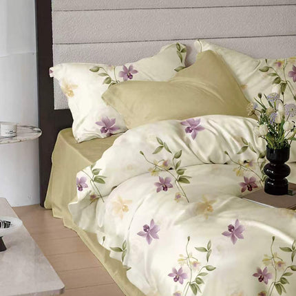 Lenjerie de pat Finet 6 piese cu husă elastic, floral alb – imagine 1