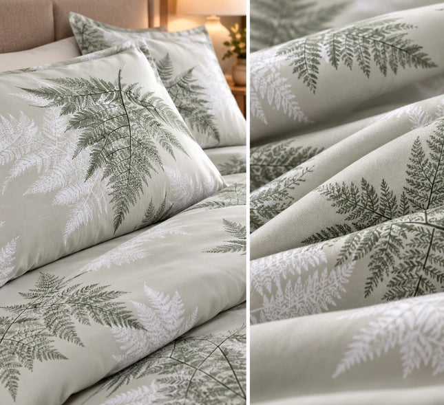 Lenjerie de pat Ranforce, 100% bumbac, Cozy Fern-Patterned – imagine 2