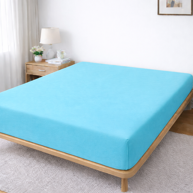Husă de pat Jersey cu Elastic, Turcoaz, Bumbac, 100%