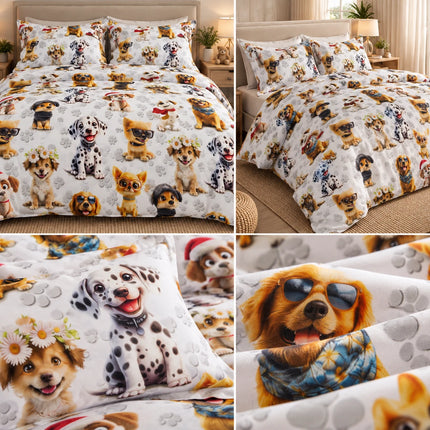Lenjerie de pat Ranforce, 100% bumbac, Cozy Dog Print – imagine 2