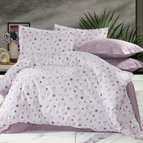 Lenjerie de pat Ranforce, 100% bumbac, pentru două persoane, cu elastic, 6 piese, RCP45