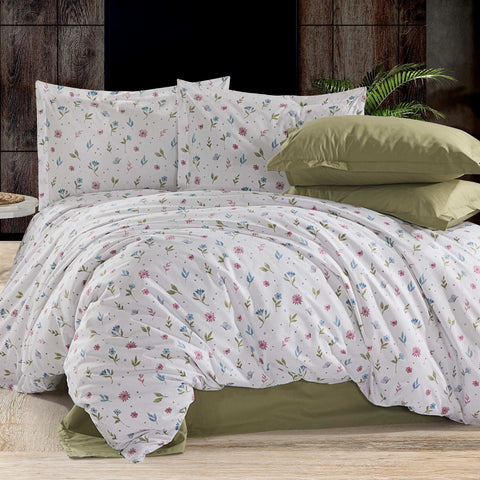 Lenjerie de pat Ranforce, 100% bumbac, pentru două persoane, cu elastic, 6 piese, RCP46