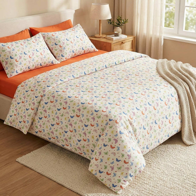 Lenjerie de pat Ranforce, 100% bumbac, pentru două persoane, cu elastic, 6 piese, RCP14