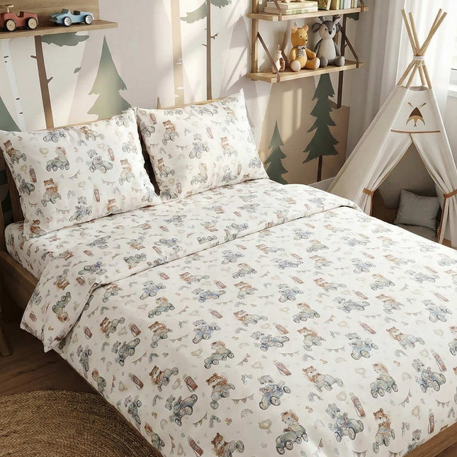 Lenjerie de pat Ranforce, 100% bumbac, pentru două persoane, cu elastic, 6 piese, RCP26