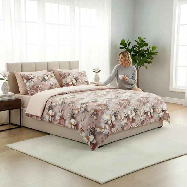 Lenjerie Cotton Pro reversibilă, Champagne Blossom – imagine 2