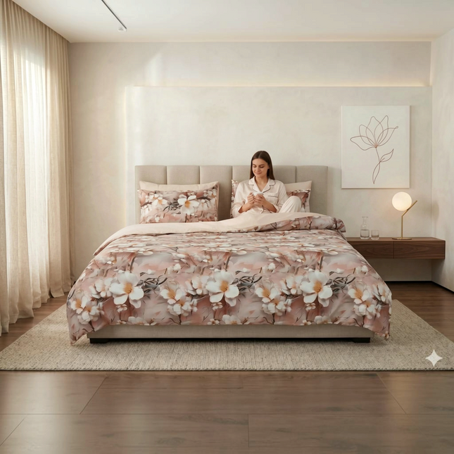 Lenjerie Cotton Pro reversibilă, Champagne Blossom