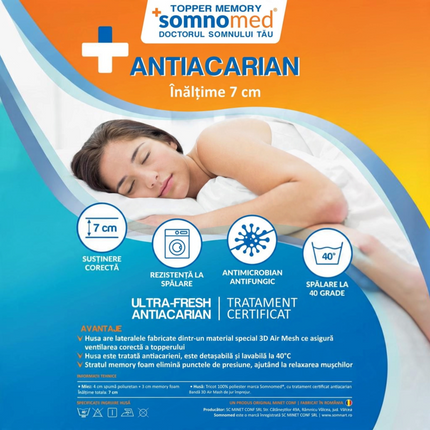 Topper pentru saltea cu husă detașabilă, vedere de ansamblu