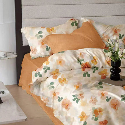 Lenjerie de pat Finet 6 piese cu husă elastic, floral alb – imagine 1