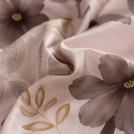 Lenjerie de pat Finet 6 piese cu husă elastic, floral bej – imagine 3