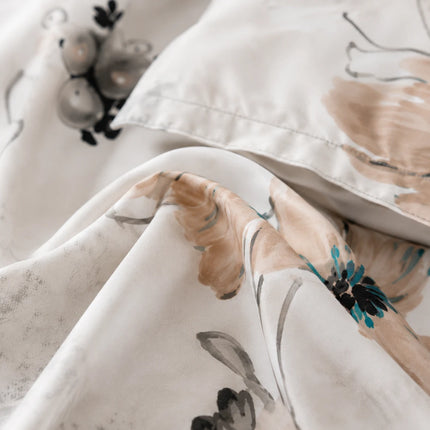 Lenjerie de pat Finet 6 piese cu husă elastic, floral alb – imagine 6