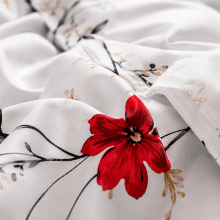 Lenjerie de pat Finet 6 piese cu husă elastic, floral alb – imagine 4