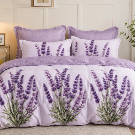 Lenjerie de pat Finet 6 piese cu husă elastic, floral alb – imagine 1