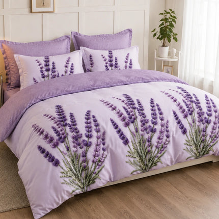 Lenjerie de pat Finet 6 piese cu husă elastic, floral alb – imagine 2