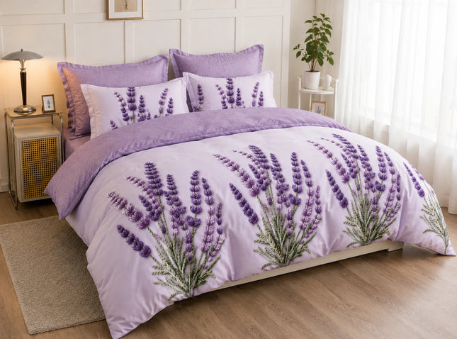 Lenjerie de pat Finet 6 piese cu husă elastic, floral alb – imagine 2