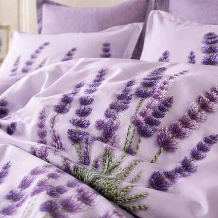 Lenjerie de pat Finet 6 piese cu husă elastic, floral alb – imagine 3