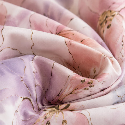 Lenjerie de pat Finet 6 piese cu husă elastic, floral roz – imagine 3