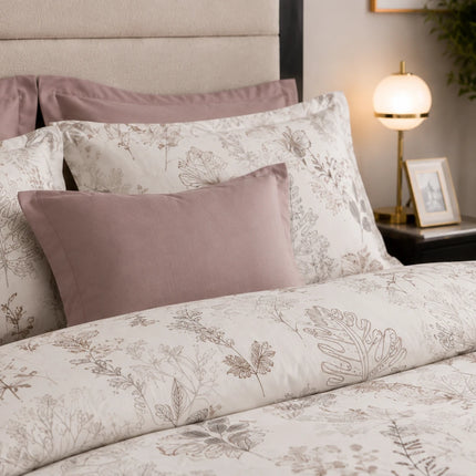 Lenjerie de pat Finet 6 piese cu husă elastic, floral alb – imagine 6