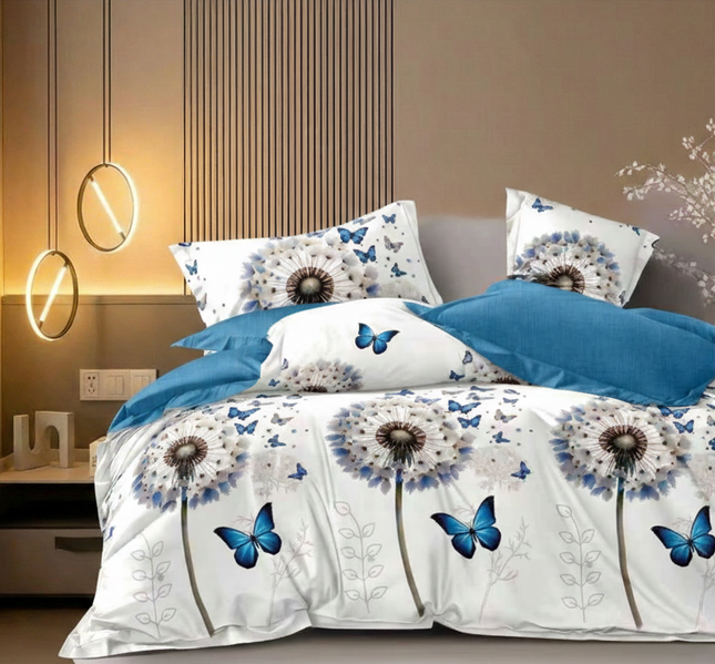 Lenjerie de pat Finet 6 piese cu husă elastic, floral alb – imagine 1