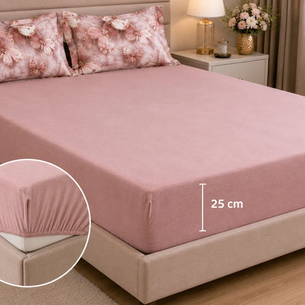 Lenjerie de pat Finet 6 piese cu husă elastic, floral roz – imagine 3