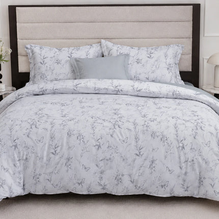 Lenjerie de pat Finet 6 piese cu husă elastic, floral alb – imagine 1