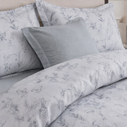 Lenjerie de pat Finet 6 piese cu husă elastic, floral alb – imagine 4