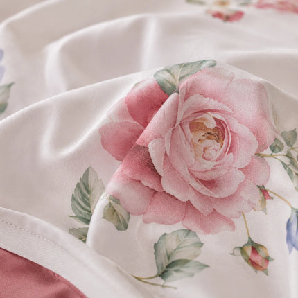 Lenjerie de pat Finet 6 piese cu husă elastic, floral alb – imagine 5
