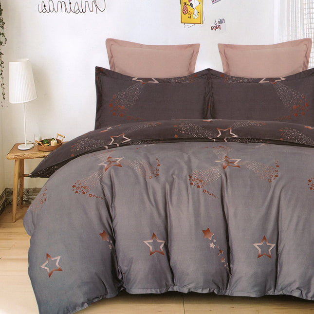 Lenjerie de pat Finet 6 piese cu husă elastic, abstract gri – imagine 1