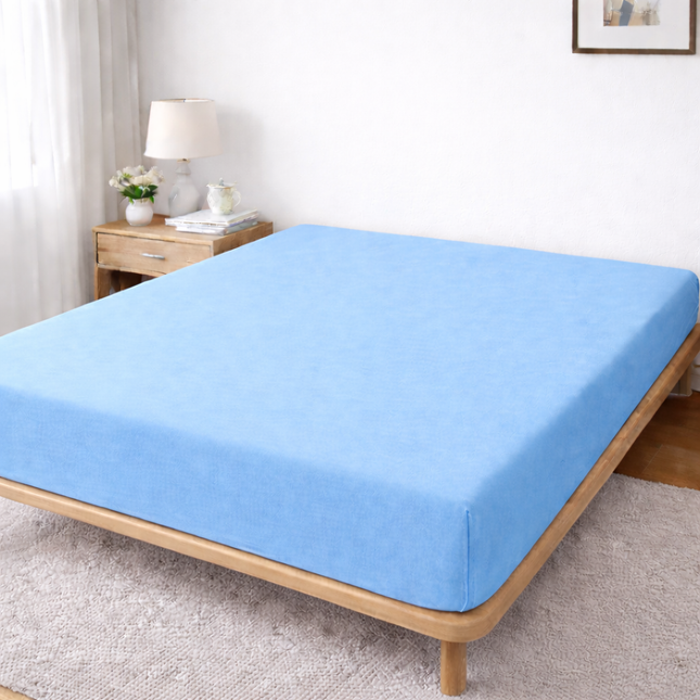 Husă de pat Jersey cu Elastic, Albastru, Bumbac, 100%