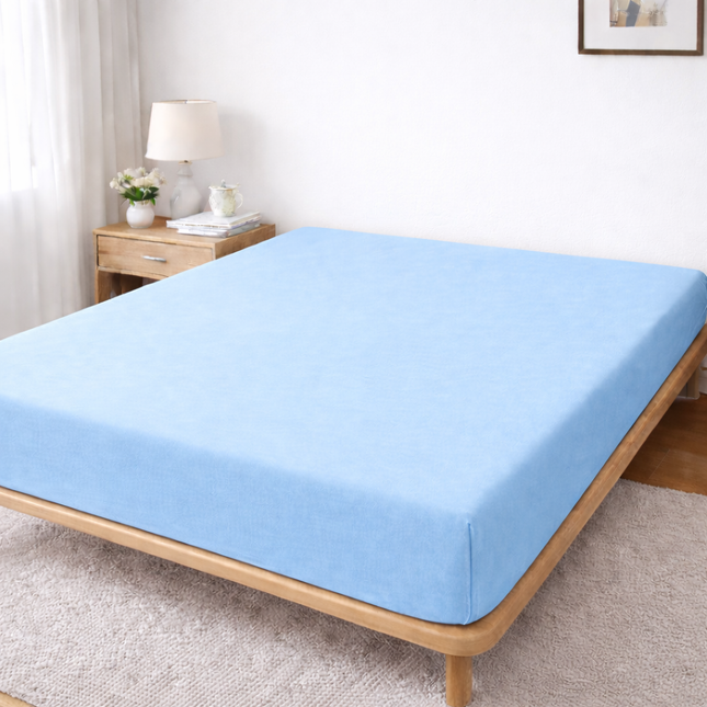 Husă de pat Jersey cu Elastic, Bleu, Bumbac, 100%