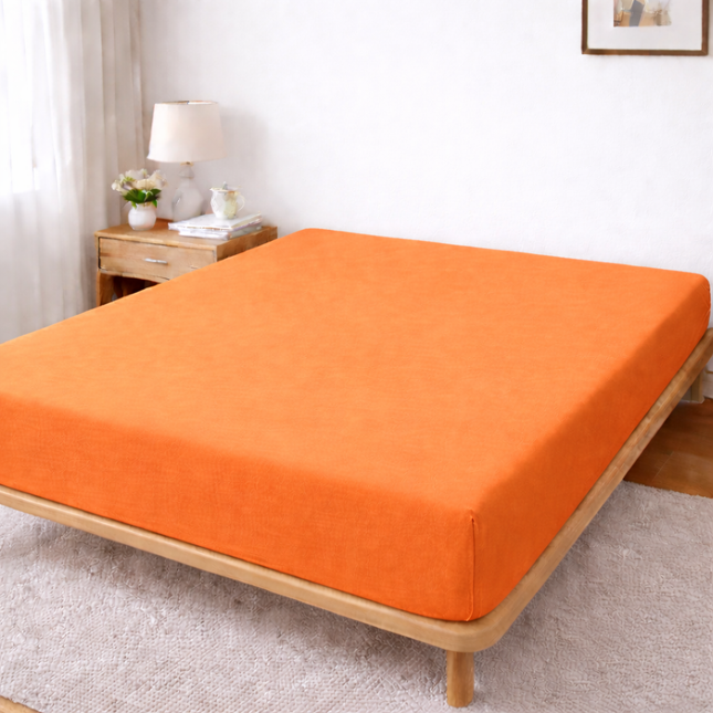 Husă de pat Jersey cu Elastic, Portocaliu, Bumbac, 100%