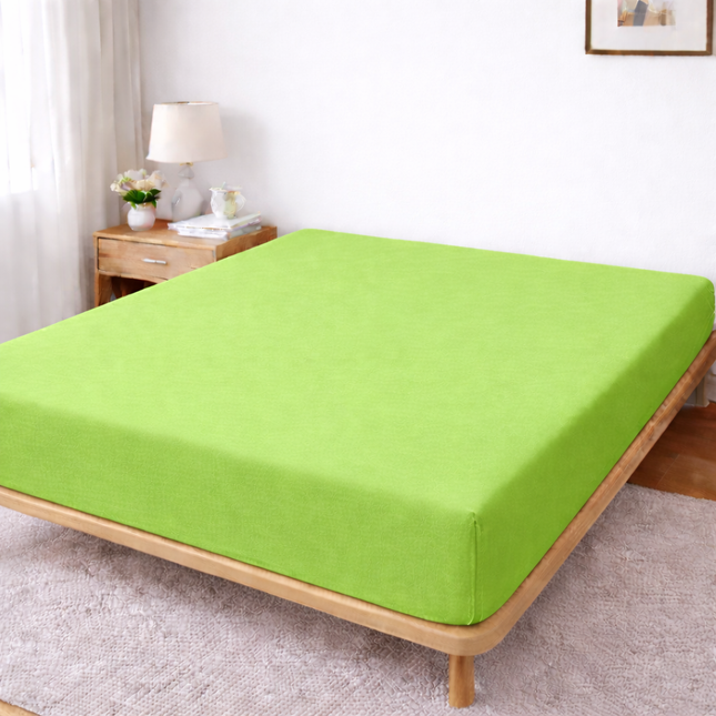 Husă de pat Jersey cu Elastic, Verde, Bumbac, 100%
