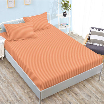 Set cearșaf cu elastic din damasc + 2 fețe de pernă, universal 160x200-180x200 cm, Portocaliu