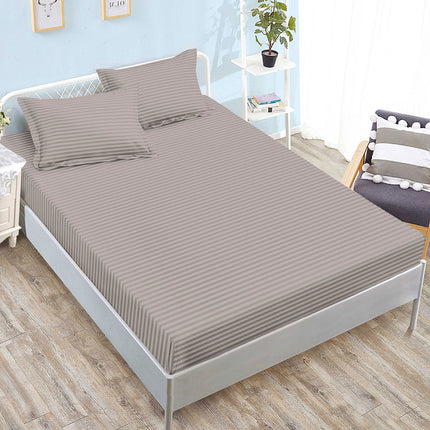 Set cearșaf cu elastic din damasc + 2 fețe de pernă, universal 160x200-180x200 cm, Gri