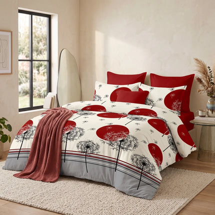 Lenjerie de pat Finet 6 piese cu husă elastic, floral alb – imagine 2