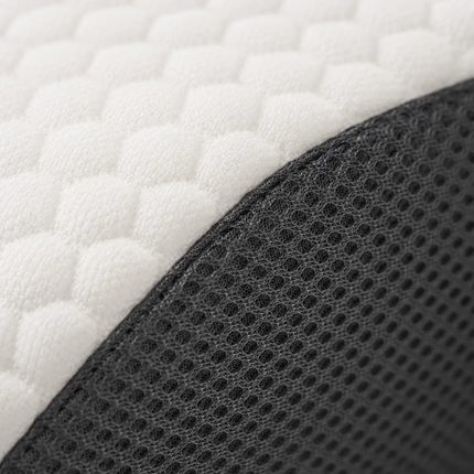 Madhome.ro ergonomic memory foam pillow with white honeycomb fabric and black breathable mesh side ventilation
