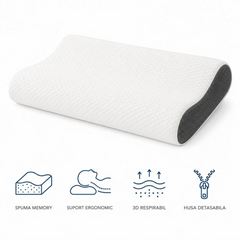 Madhome.ro ergonomic memory foam pillow with honeycomb texture, ventilation system, and removable cover for neck support